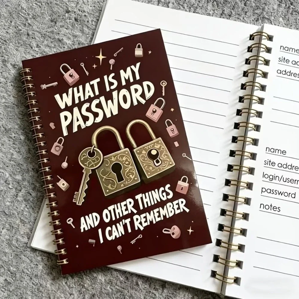 Spiral Password Notebook w/ Protective Cover Log Book Username Organizer Compact